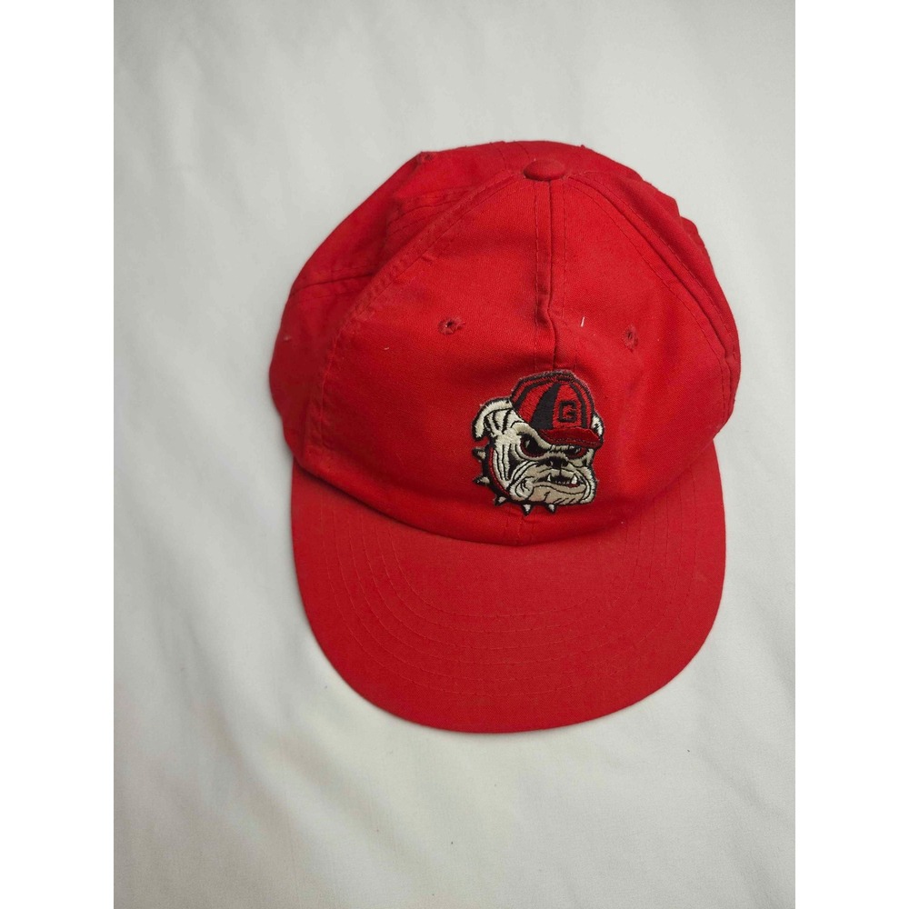 Vintage Georgia Bulldogs UGA Snapback Hat Red Embroidered Mascot Cap M/L Mens
